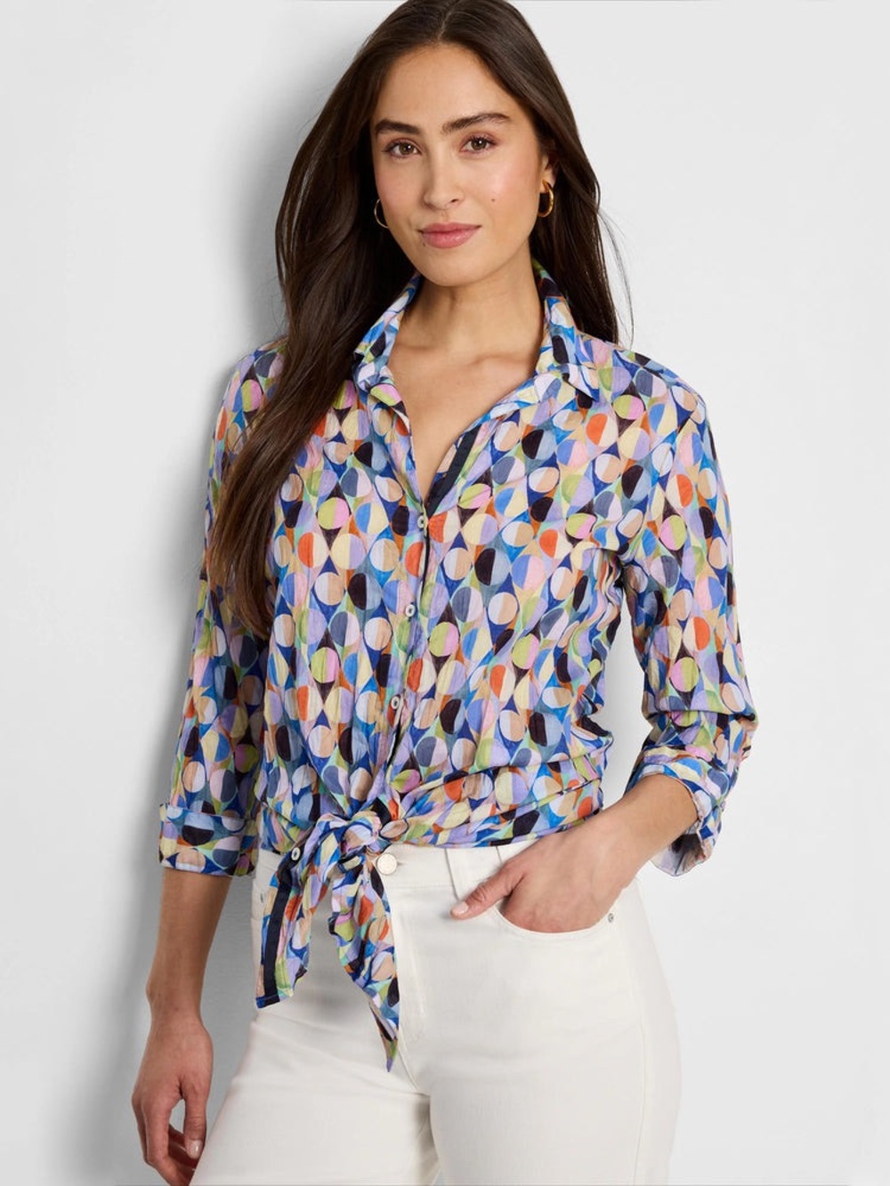 NIC+ZOE Multicolor Geometric Button-Down Shirt